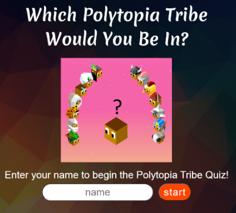 Start page for the Tribe personality quiz 